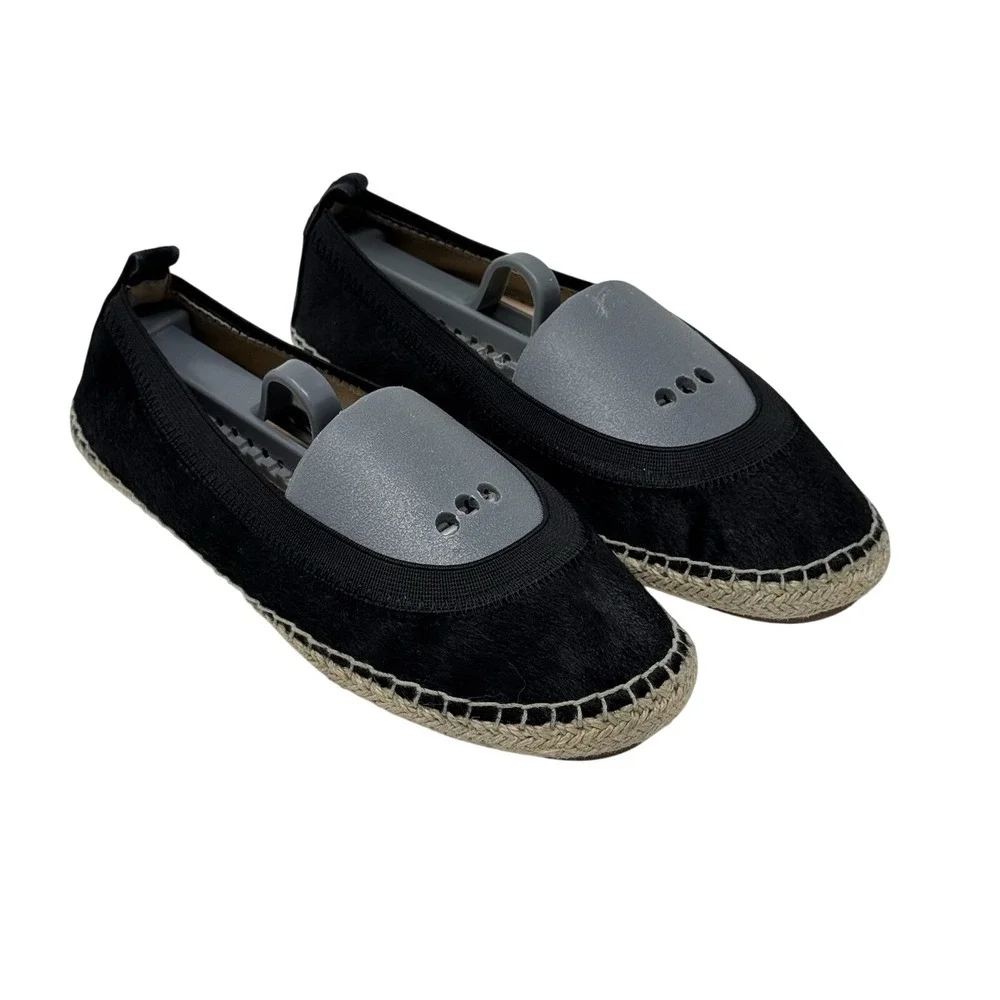 Yosi Samra Lara Womens 8 black Shoes Haircalf Espadrille Flats Foldable Ballet